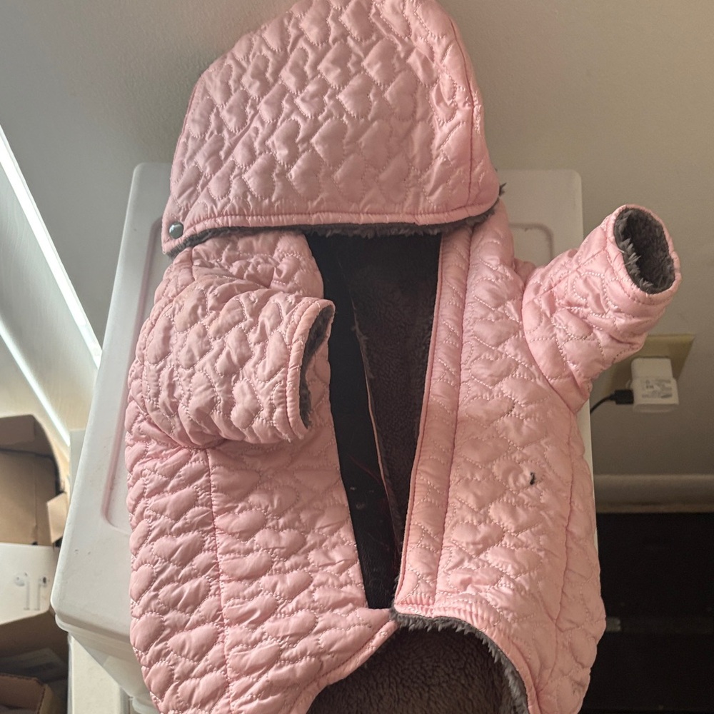 Quilted Pink Hooded Pet Coat